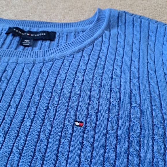 Tommy Hilfiger Sweater Women's Size Medium Blue Cable Knit Short Sleeved NWOT - Picture 10 of 14